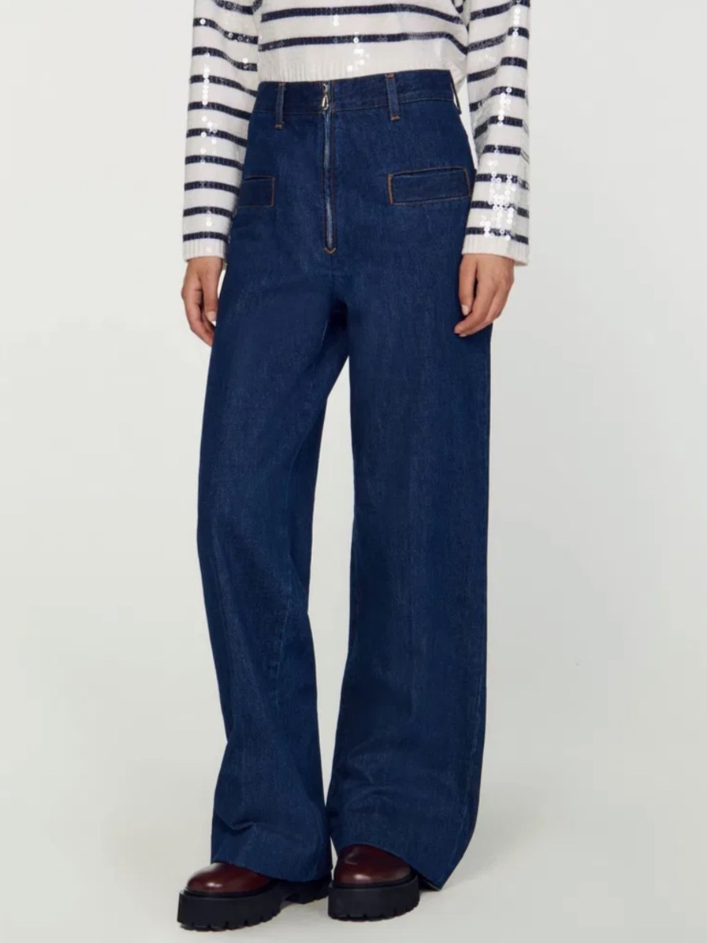 SANDRO High-Waisted Jeans 34